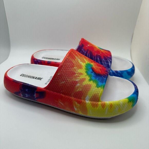 CUSHIONAIRE Women's Cloud Recovery Slide Sandals with +Comfort 8 TIE DYE - Picture 1 of 7